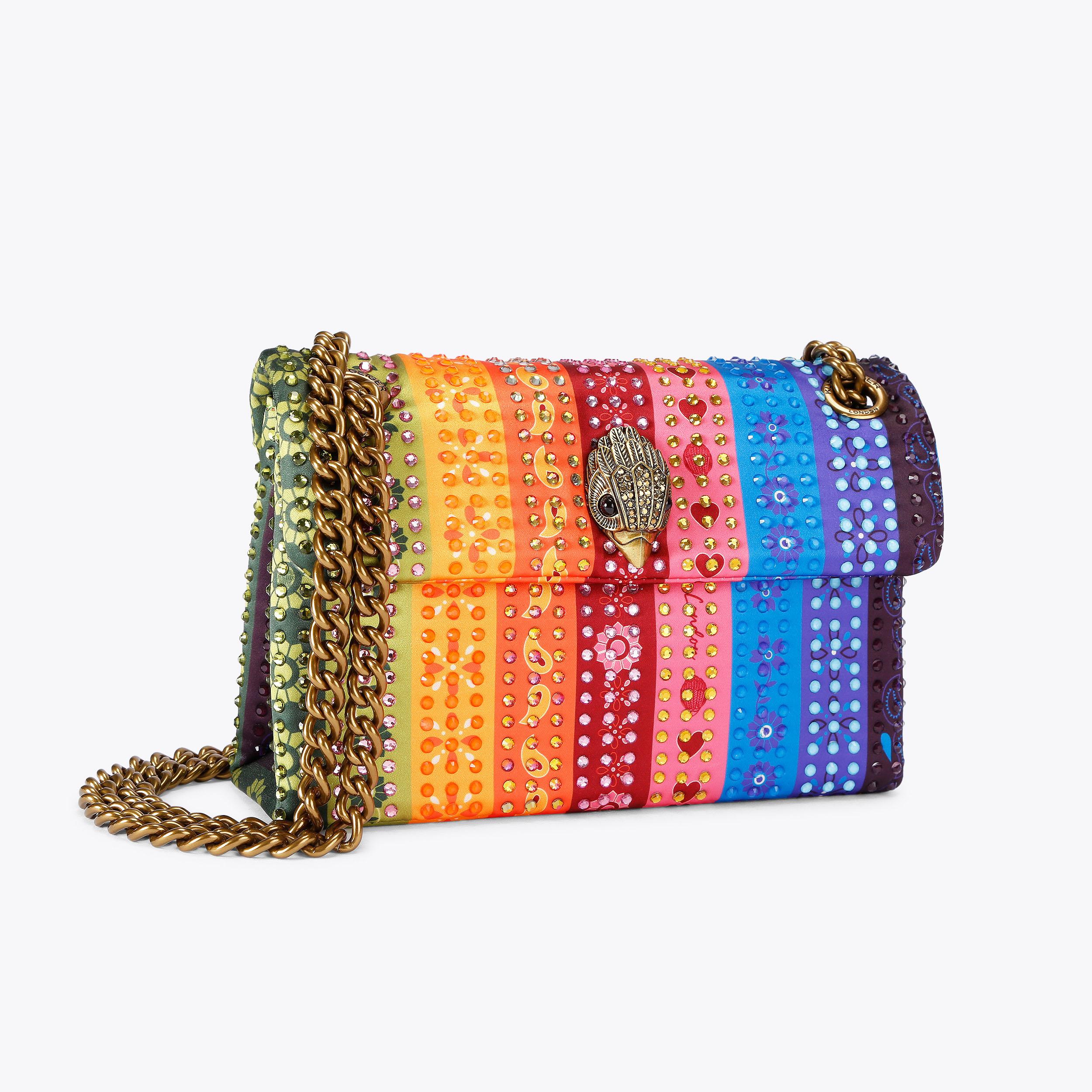 FABRIC MINI KENSINGTON Striped Satin Mini Cross Body Purse