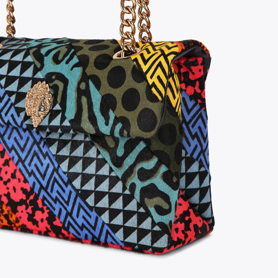 LEATHER KENSINGTON L Striped Printed Calfhair Shoulder Purse