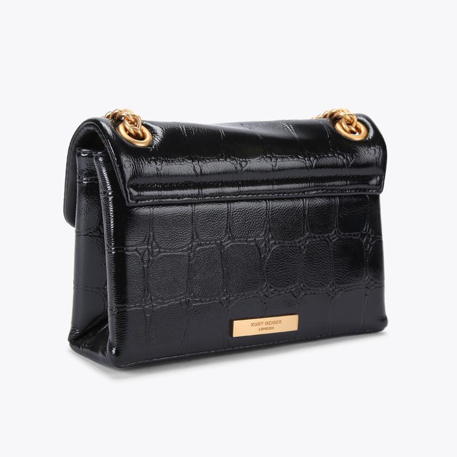 Kurt geiger mini kensington black leather cross body bag with chain sale