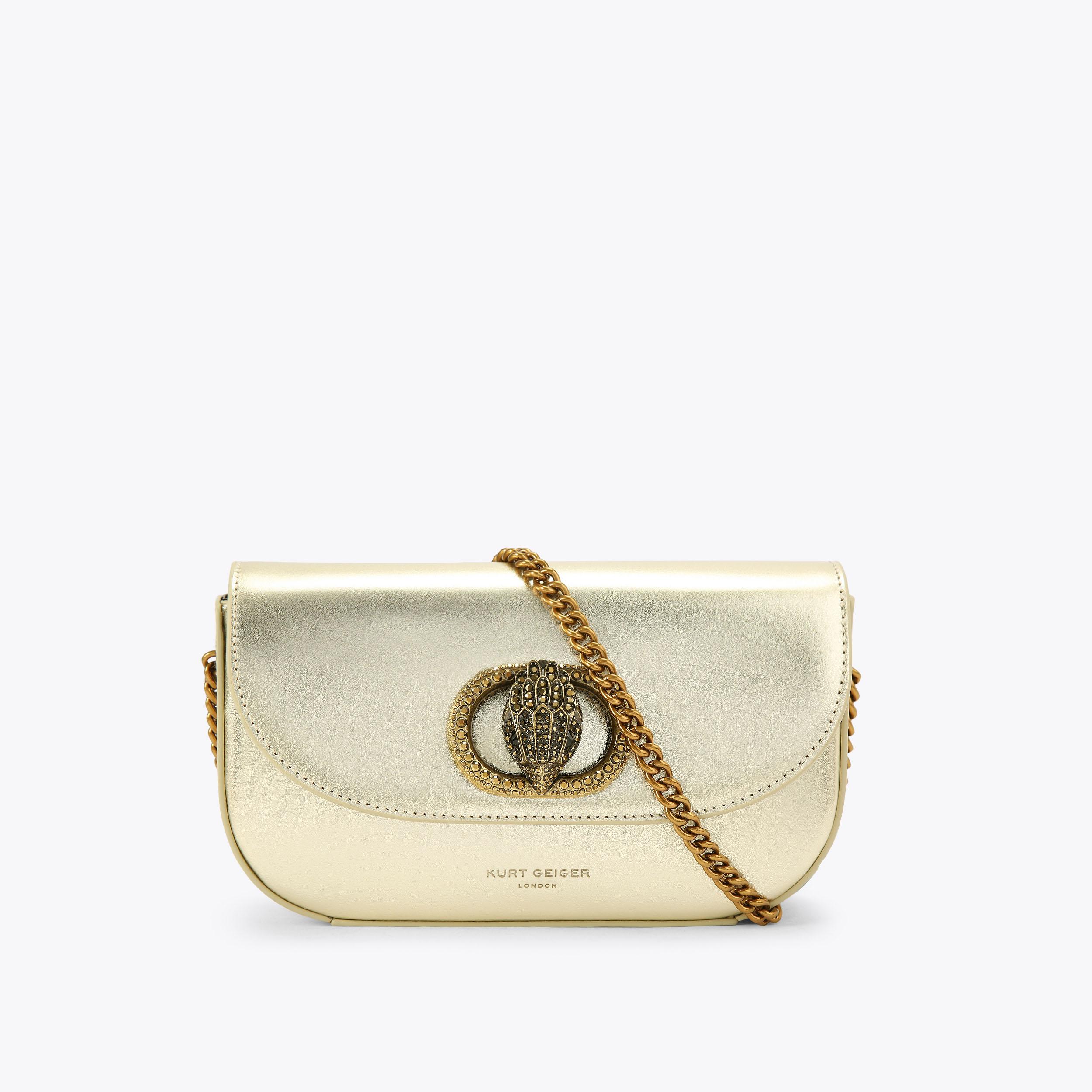 SM CHELSEA XBODY Gold Cross Body Bag by KURT GEIGER LONDON