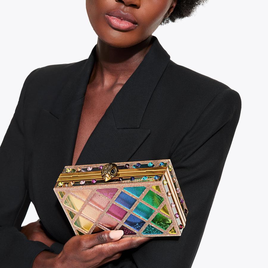 CRYSTAL QUILT BOX CLUTCH Ombre Rainbow Clutch Bag by KURT GEIGER LONDON