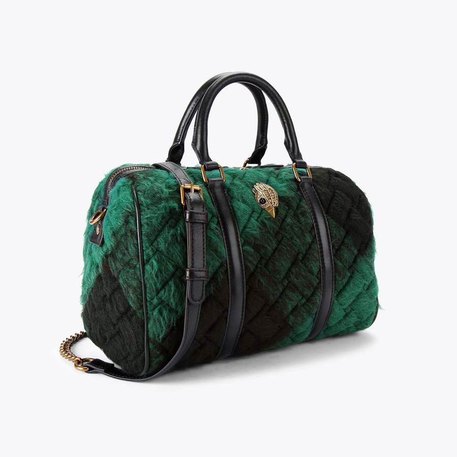 TWEED KENSINGTON BOSTON Green Tweed Bowling Bag by KURT GEIGER LONDON