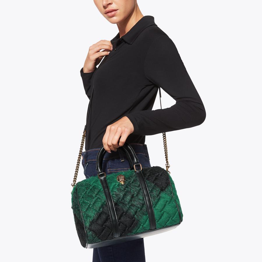 TWEED KENSINGTON BOSTON Green Tweed Bowling Bag by KURT GEIGER LONDON