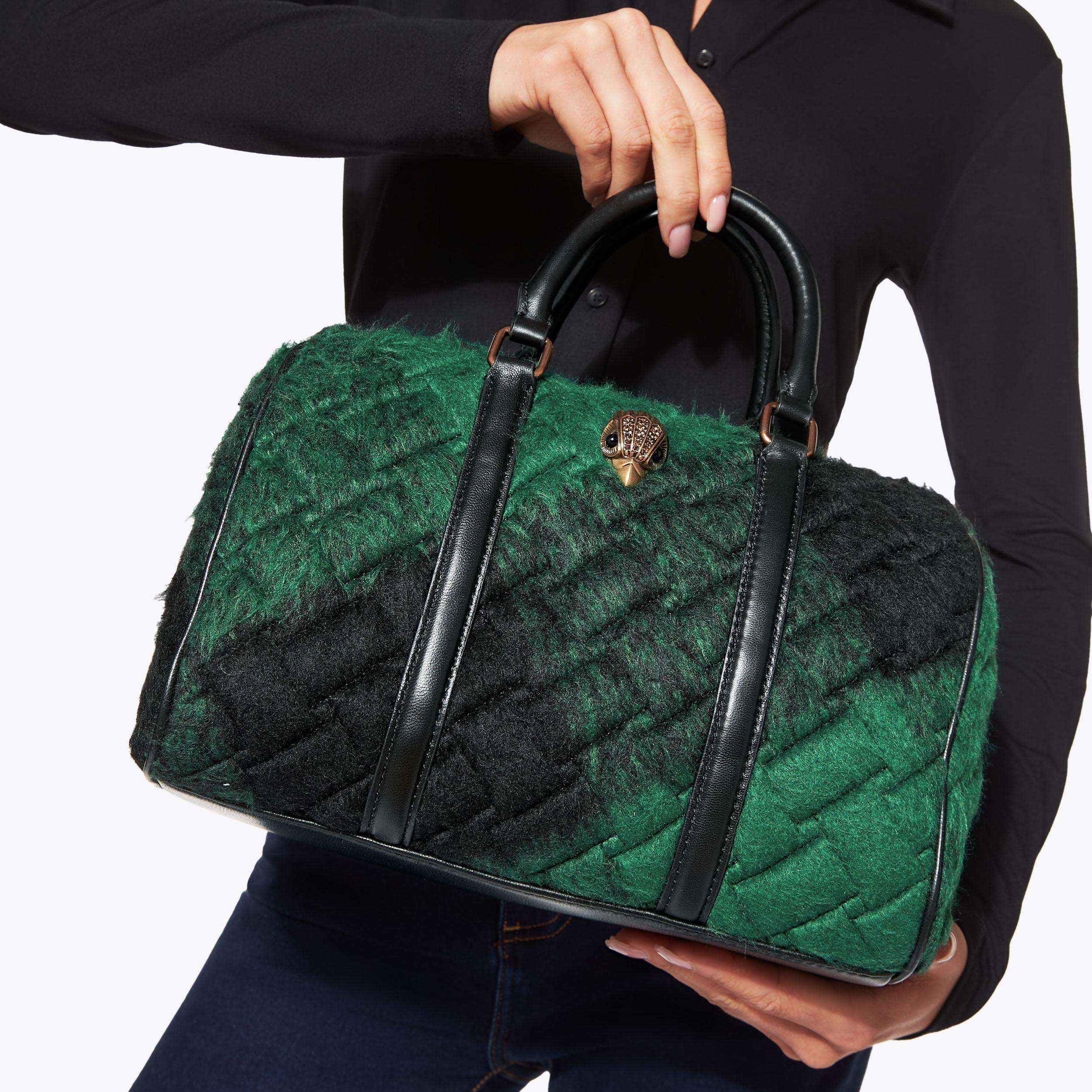 TWEED KENSINGTON BOSTON Green Tweed Bowling Bag by KURT
