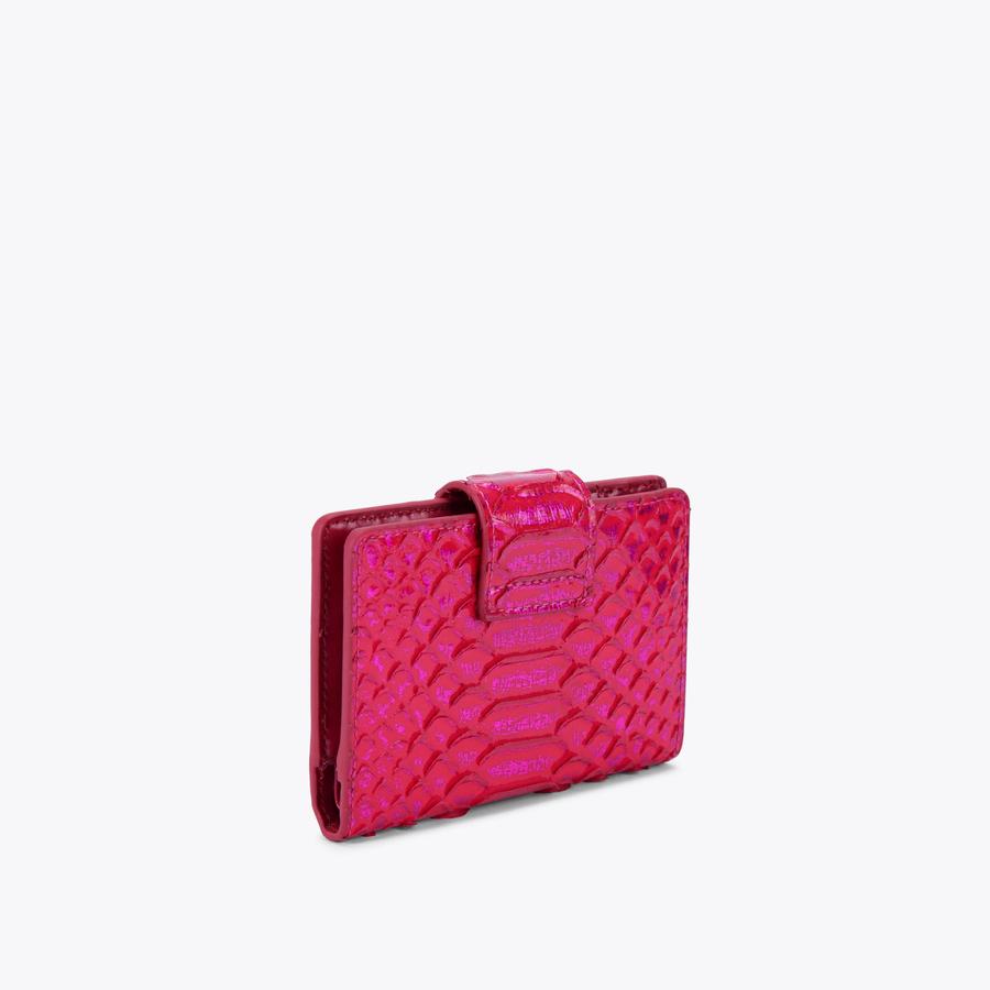 Kurt Geiger Fuchsia Snake-Embossed Wallet with Antique Gold Hardware KENSINGTON BIFOLD WALLET Metallic Fuchsia Bifold Wallet by  main image 3