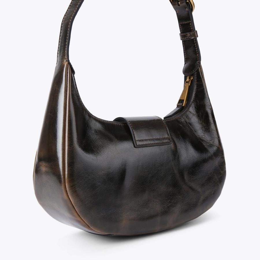 CHELSEA HOBO Dark Brown Leather Shoulder Bag by KURT GEIGER