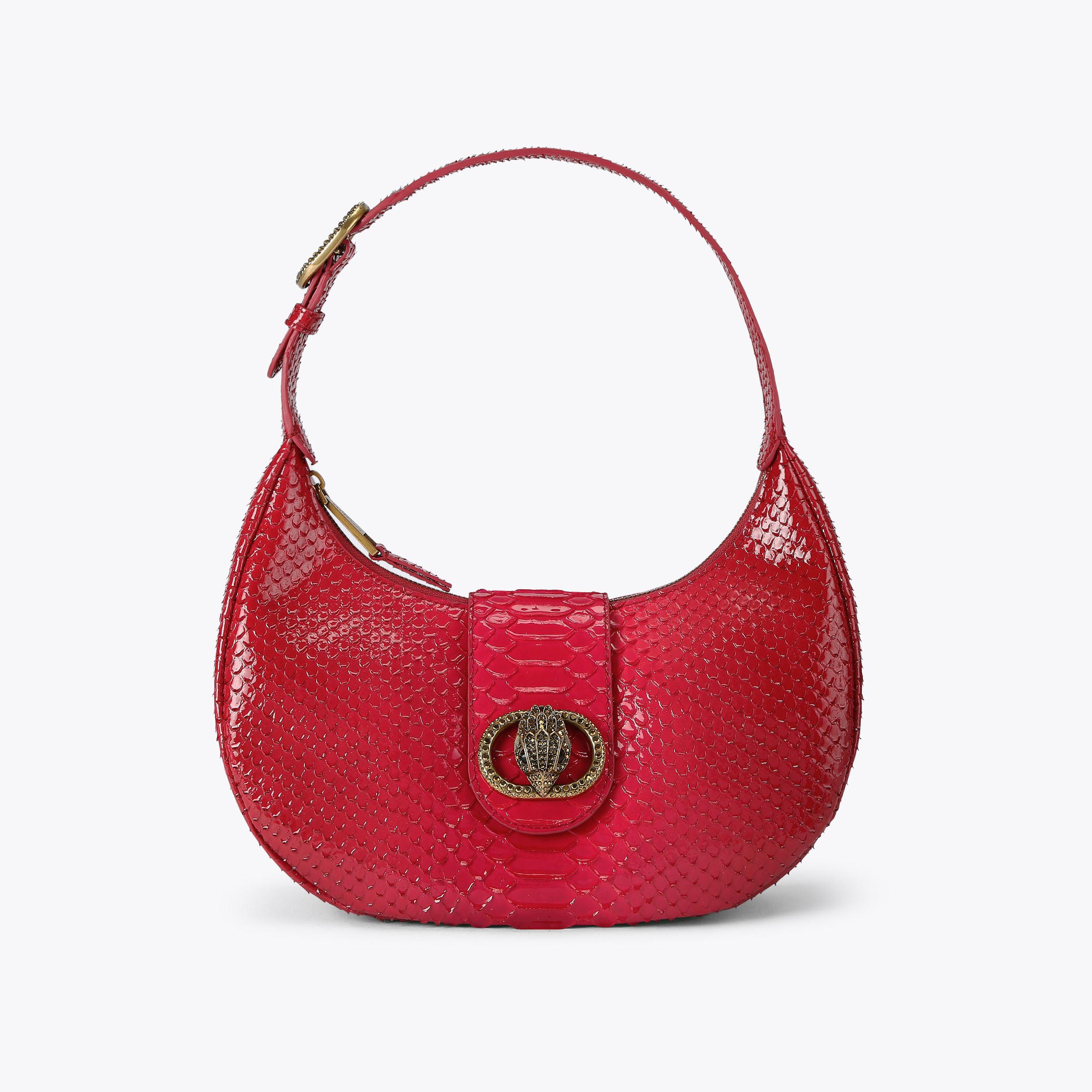 Chelsea Hobo Dark Red Embossed Bag | Kurt Geiger