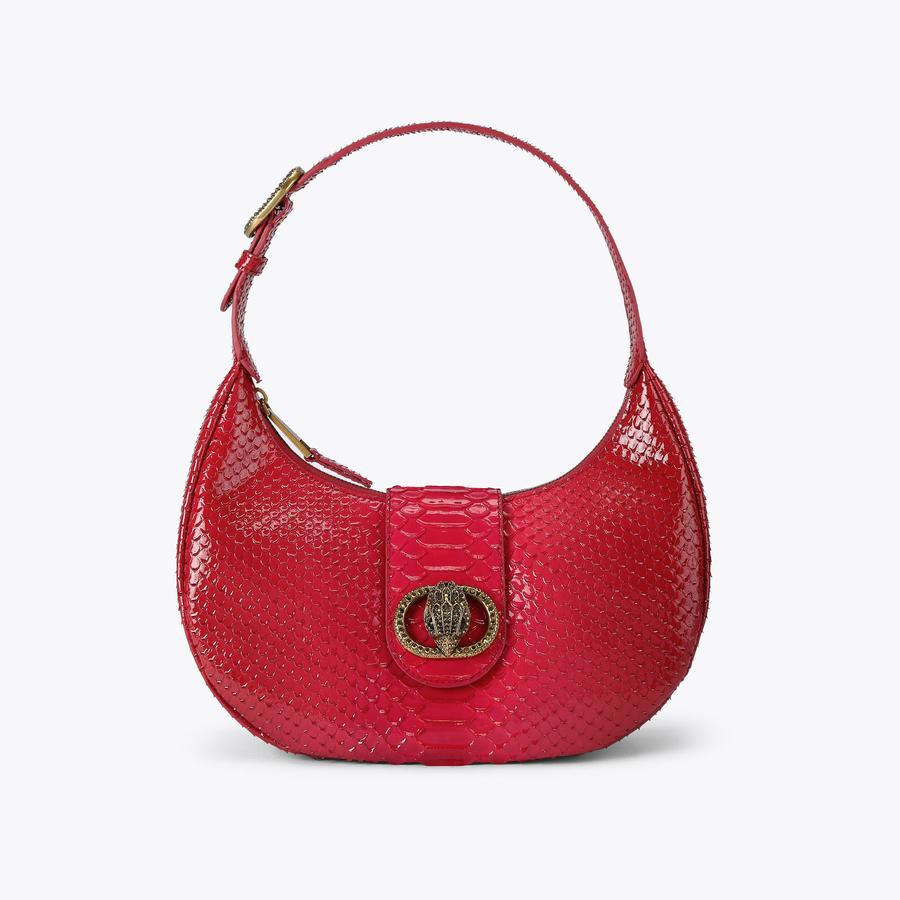 Chelsea Hobo Dark Red Embossed Bag | Kurt Geiger