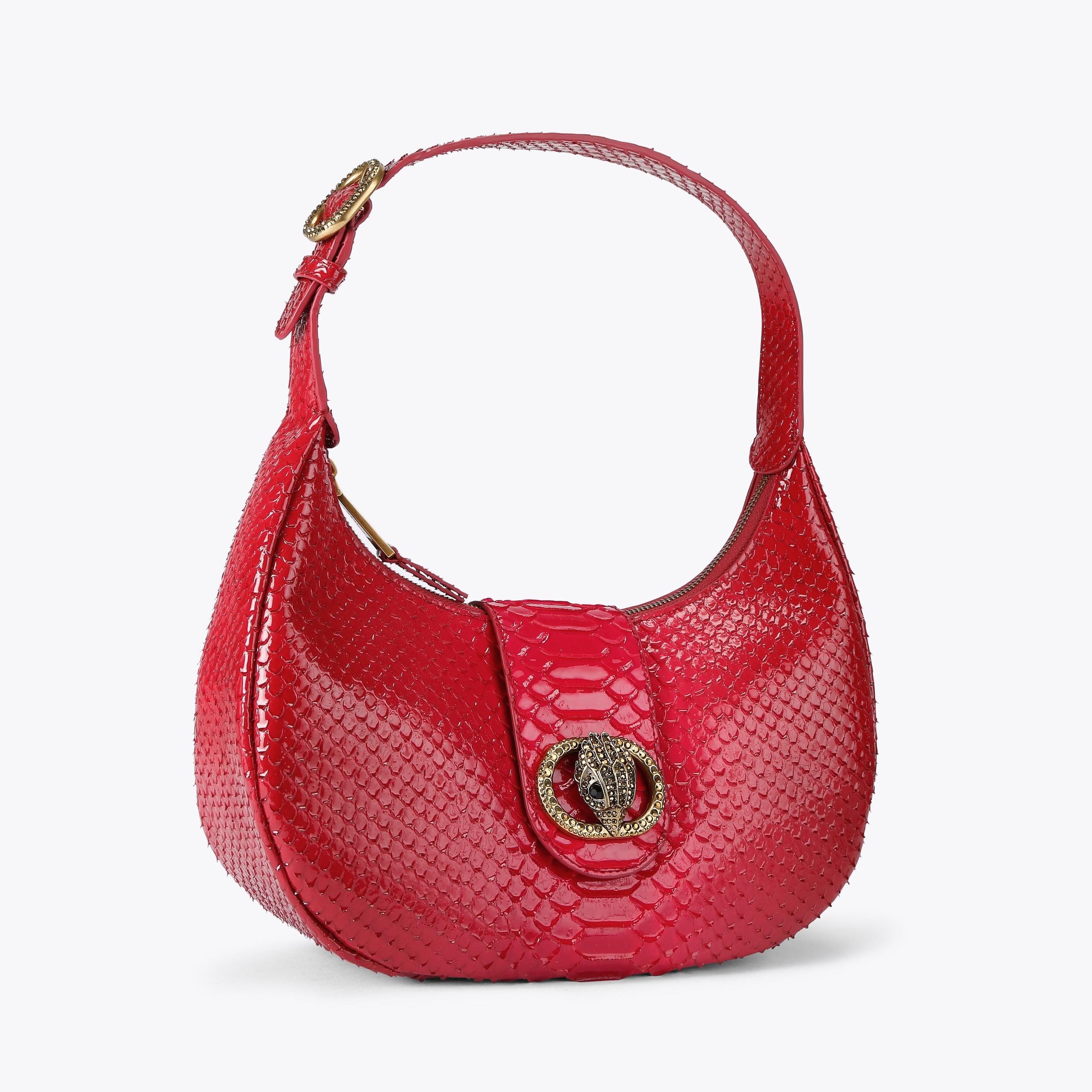 Chelsea Hobo Dark Red Embossed Bag | Kurt Geiger