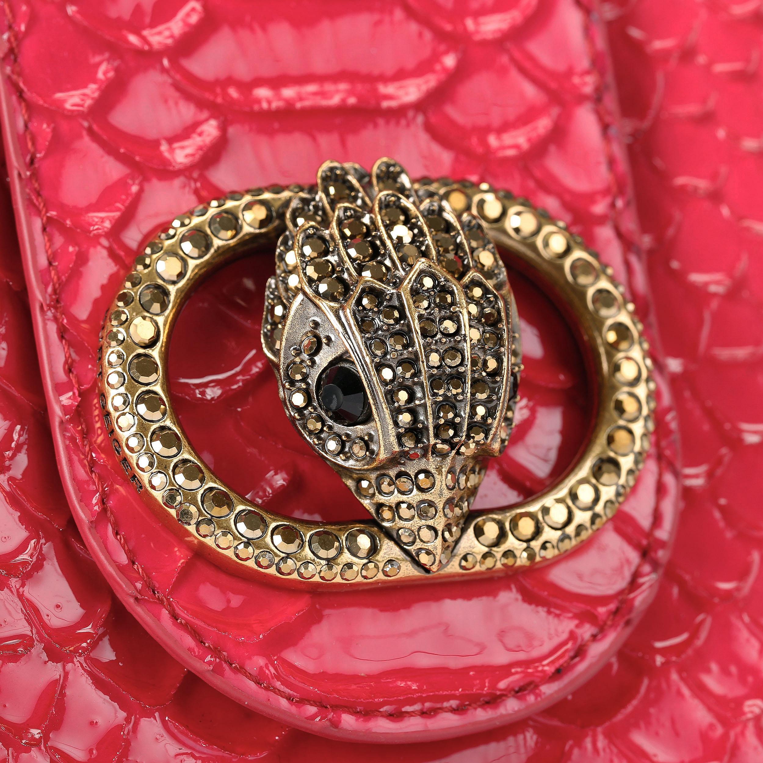 Chelsea Hobo Dark Red Embossed Bag | Kurt Geiger
