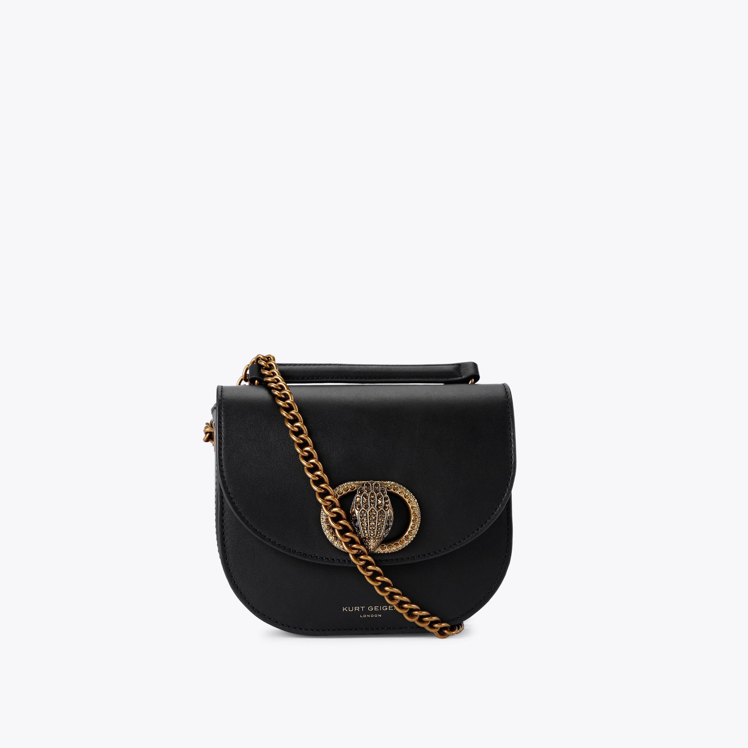 CHELSEA SADDLE BAG Black Saddle Cross Body Bag by KURT GEIGER LONDON