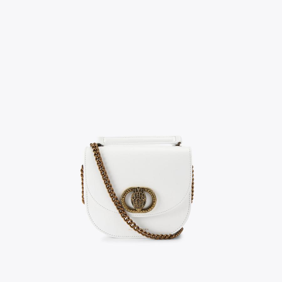 CHELSEA SADDLE BAG White Leather Cross Body Purse by KURT