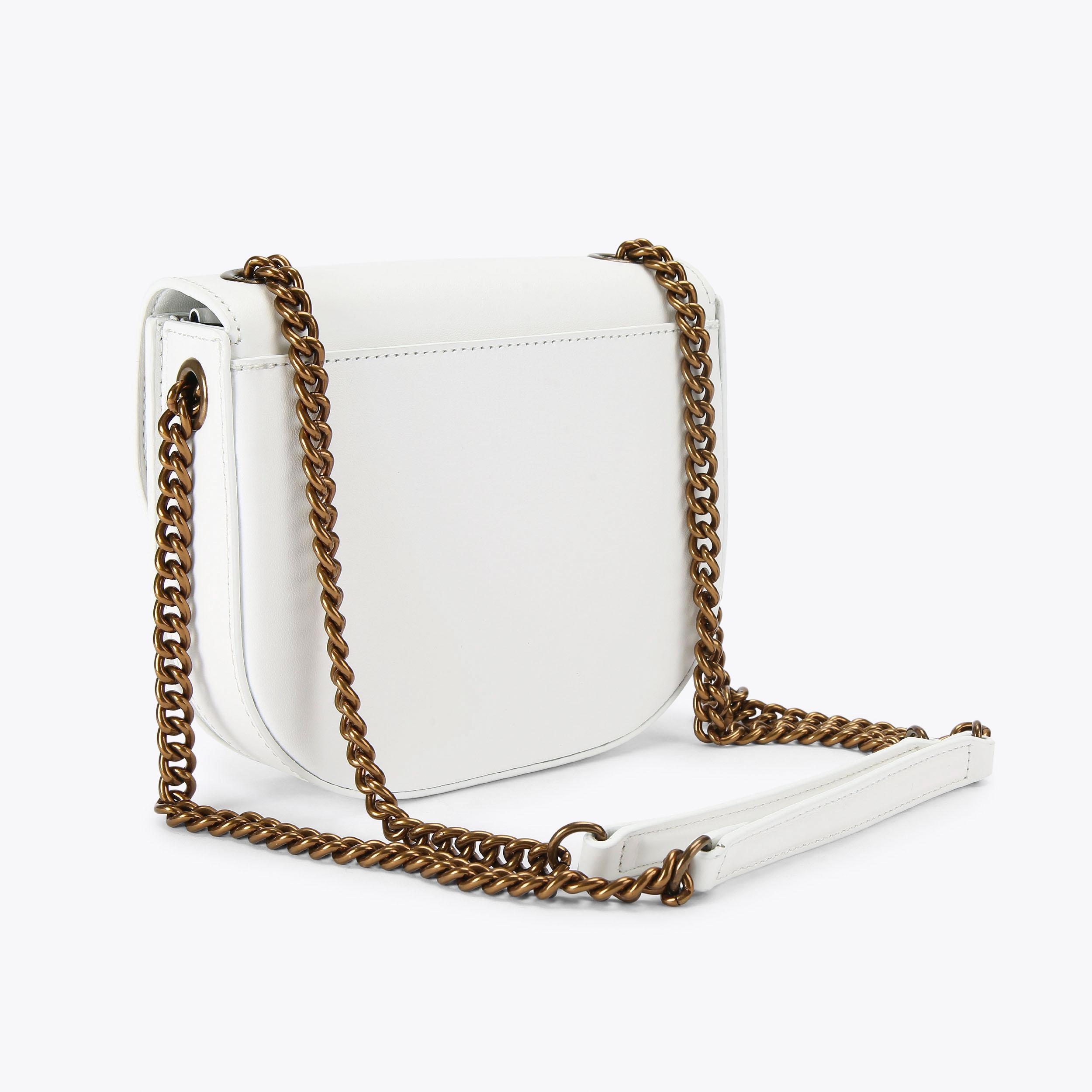 【JILLSTUART】★LEATHER MEDIUM CHEMI BAG WHITE CHELSEA SADDLE BAG White Leather Cross Body Purse by KURT