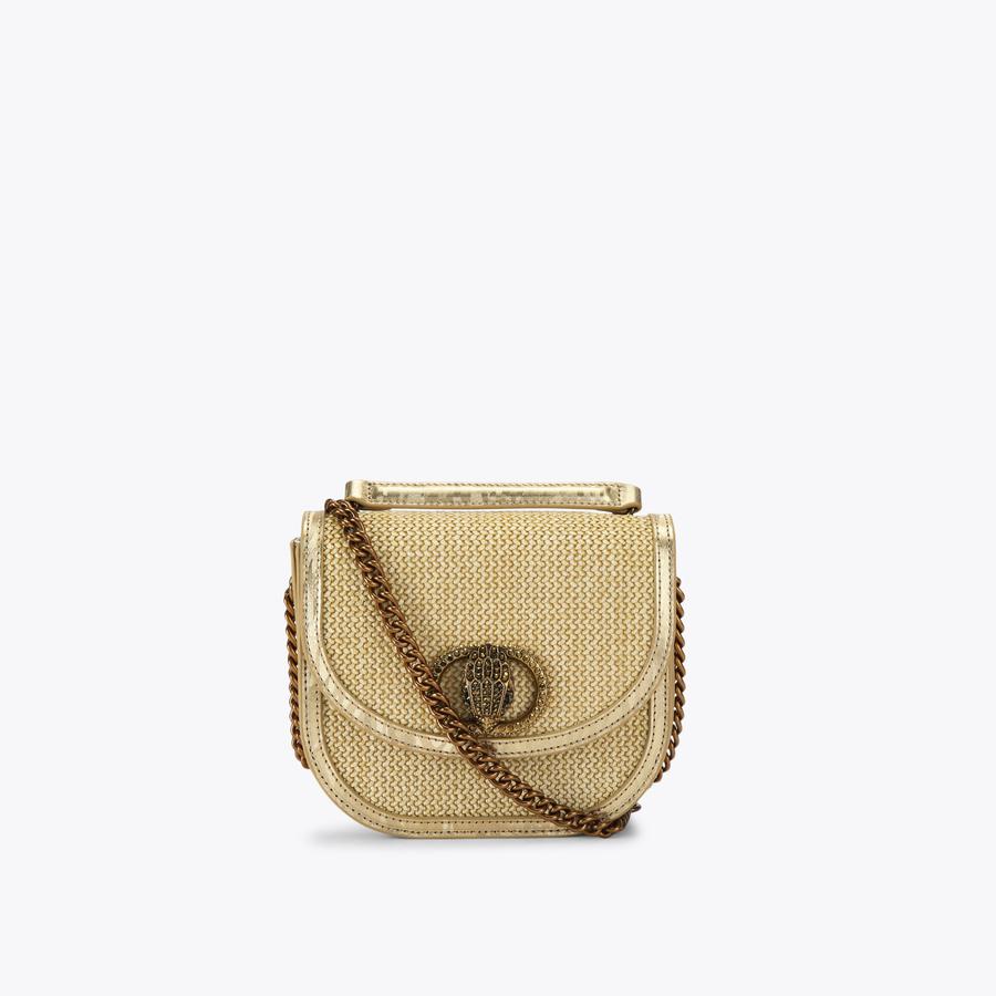 CHELSEA SADDLE BAG Natural Raffia Saddle Purse by KURT GEIGER LONDON