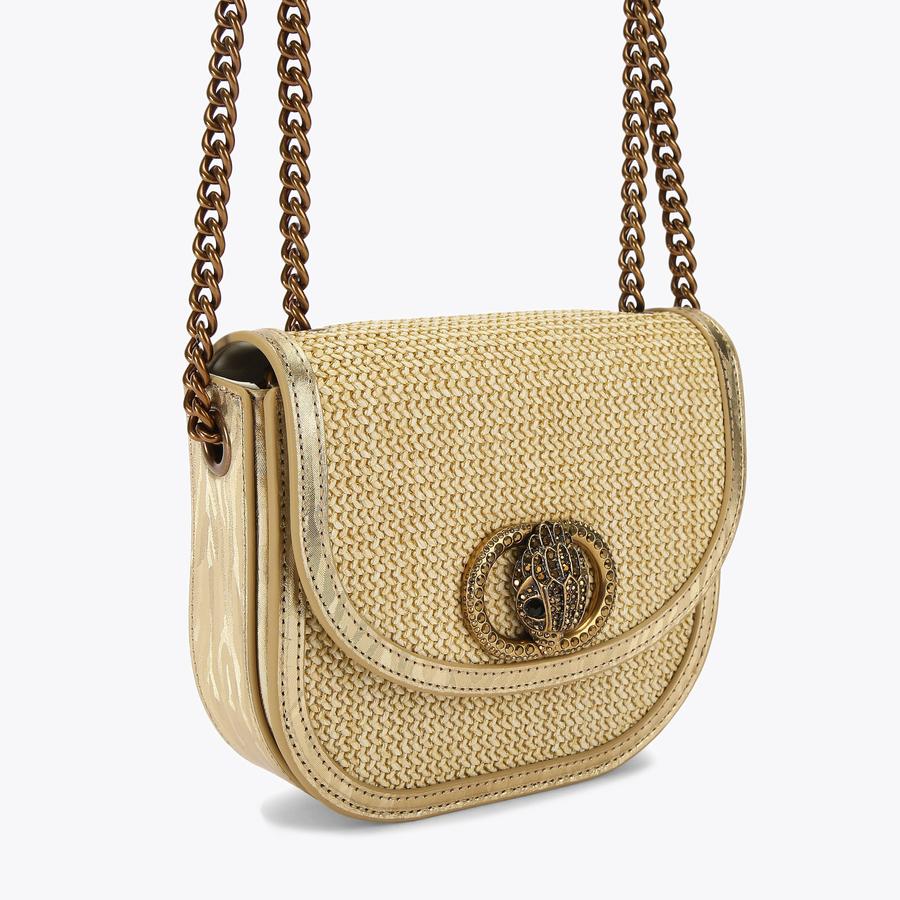 CHELSEA SADDLE BAG Natural Raffia Saddle Purse by KURT GEIGER LONDON