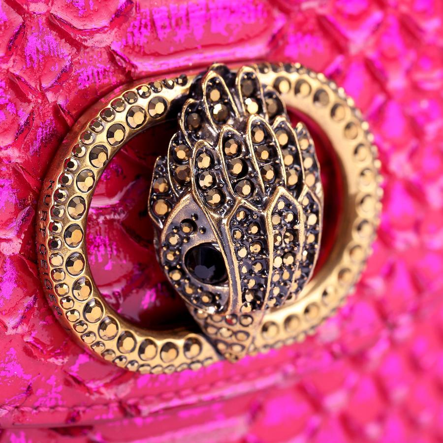 CHELSEA SADDLE BAG Metallic Fuchsia Cross Body Bag by KURT