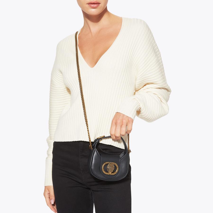m＋ PIATTO BASSO shoulder leather bag MICRO CHELSEA HOBO Black Micro Hobo Bag by KURT GEIGER LONDON