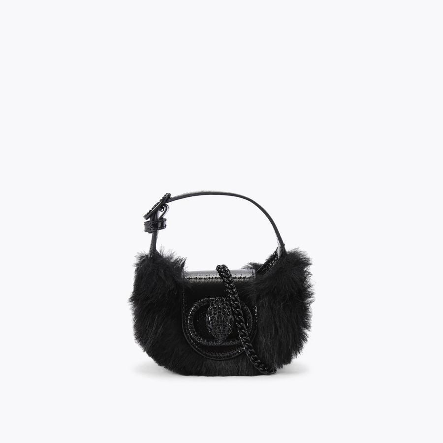 MICRO CHELSEA HOBO DR Black Faux Fur Cross Body Purse by KURT
