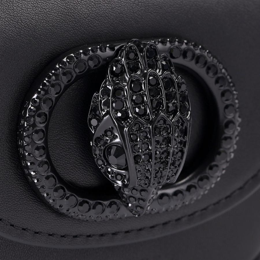 Chelsea Saddle Black Leather Micro Purse | Kurt Geiger