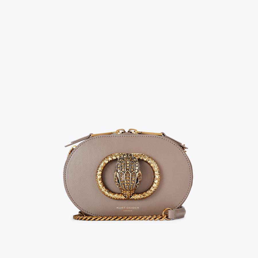 SM CHELSEA CAMERA BAG Taupe Leather Chelsea by KURT GEIGER LONDON