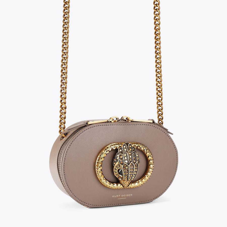 SM CHELSEA CAMERA BAG Taupe Leather Chelsea by KURT GEIGER LONDON