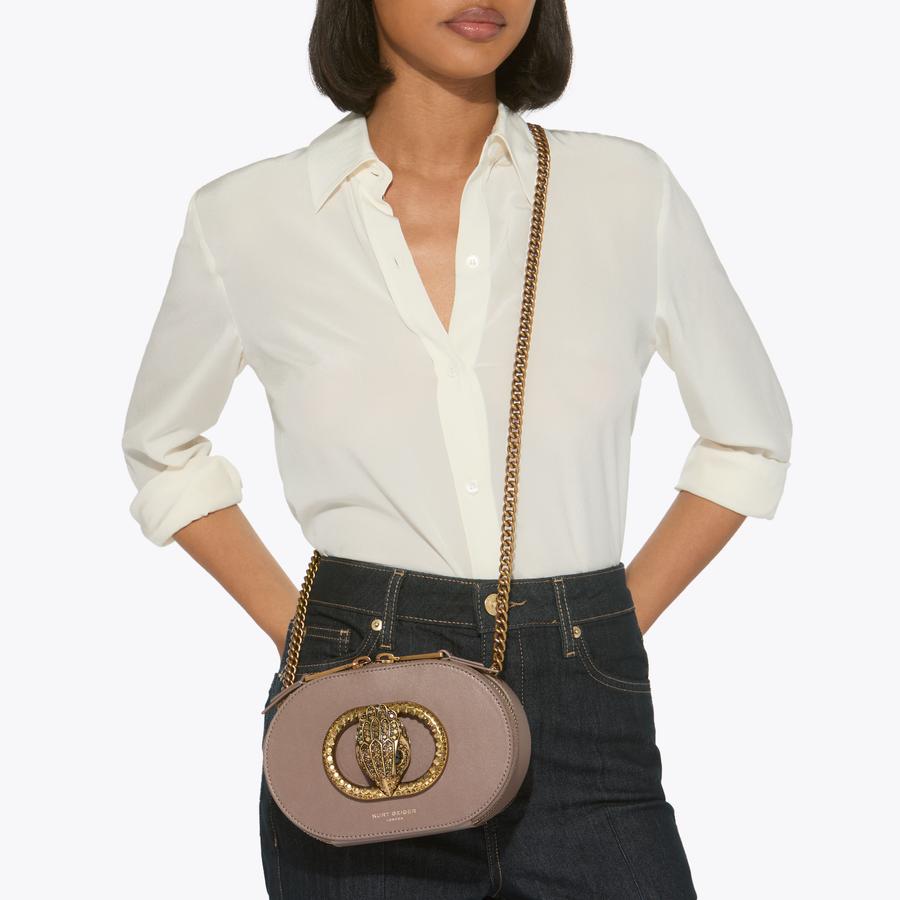 SM CHELSEA CAMERA BAG Taupe Leather Chelsea by KURT GEIGER LONDON