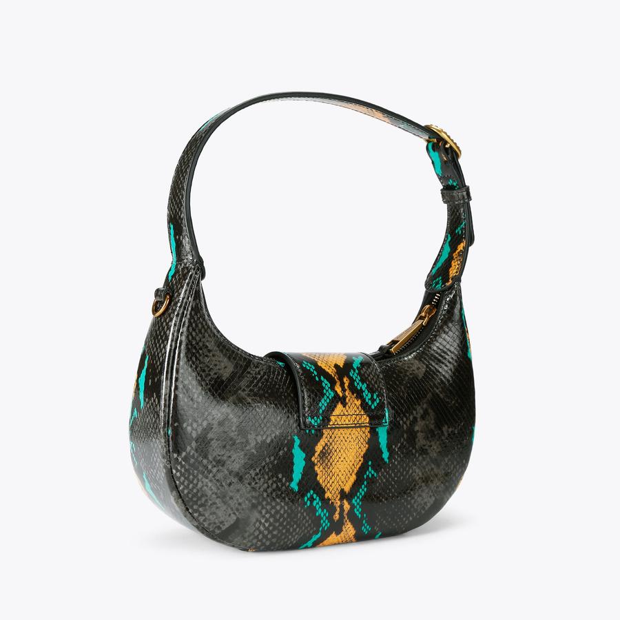 SM CHELSEA HOBO Black Snake Print Hobo Bag by KURT GEIGER LONDON