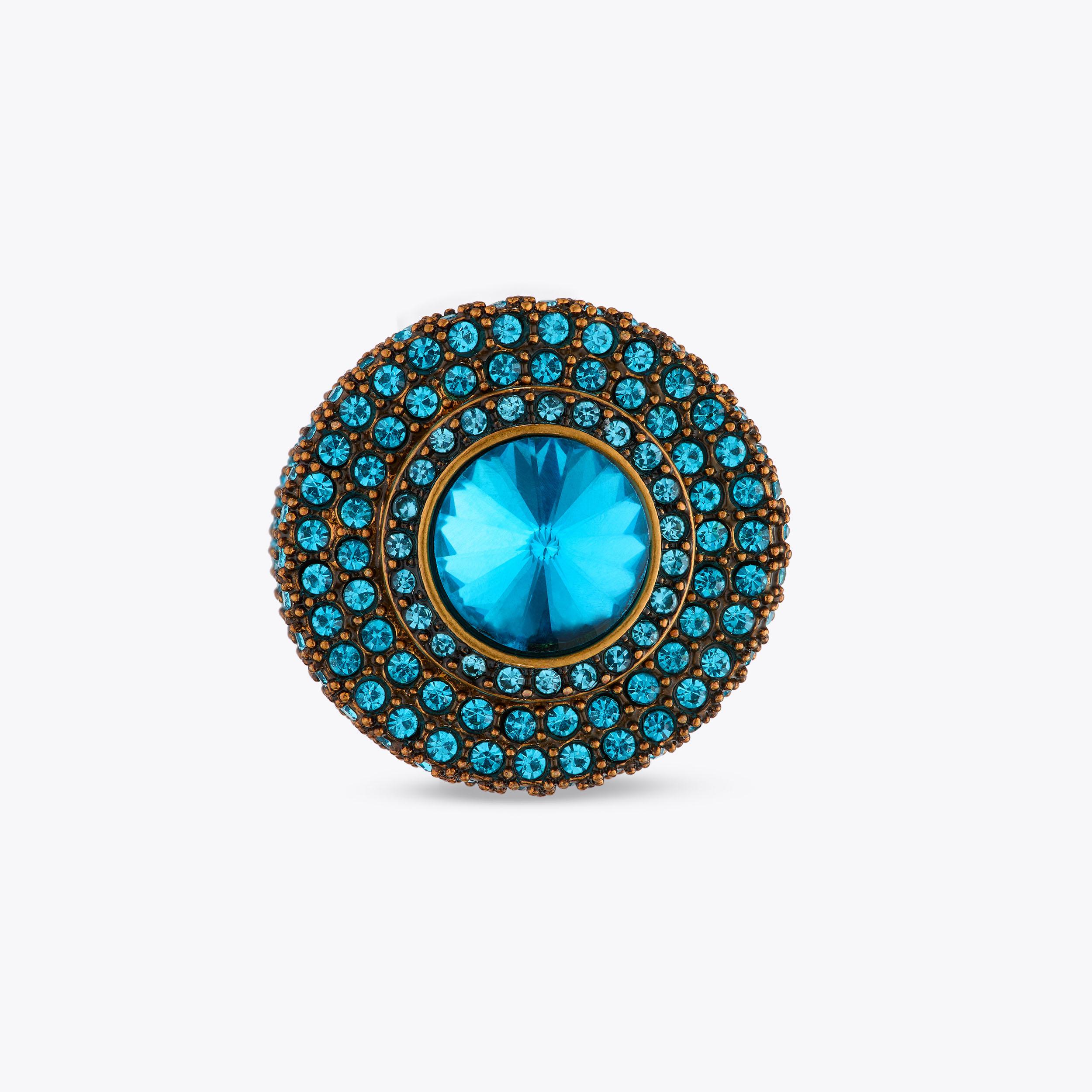 PAVE OCTAVIA RING Blue Crystal Embellished ring by KURT