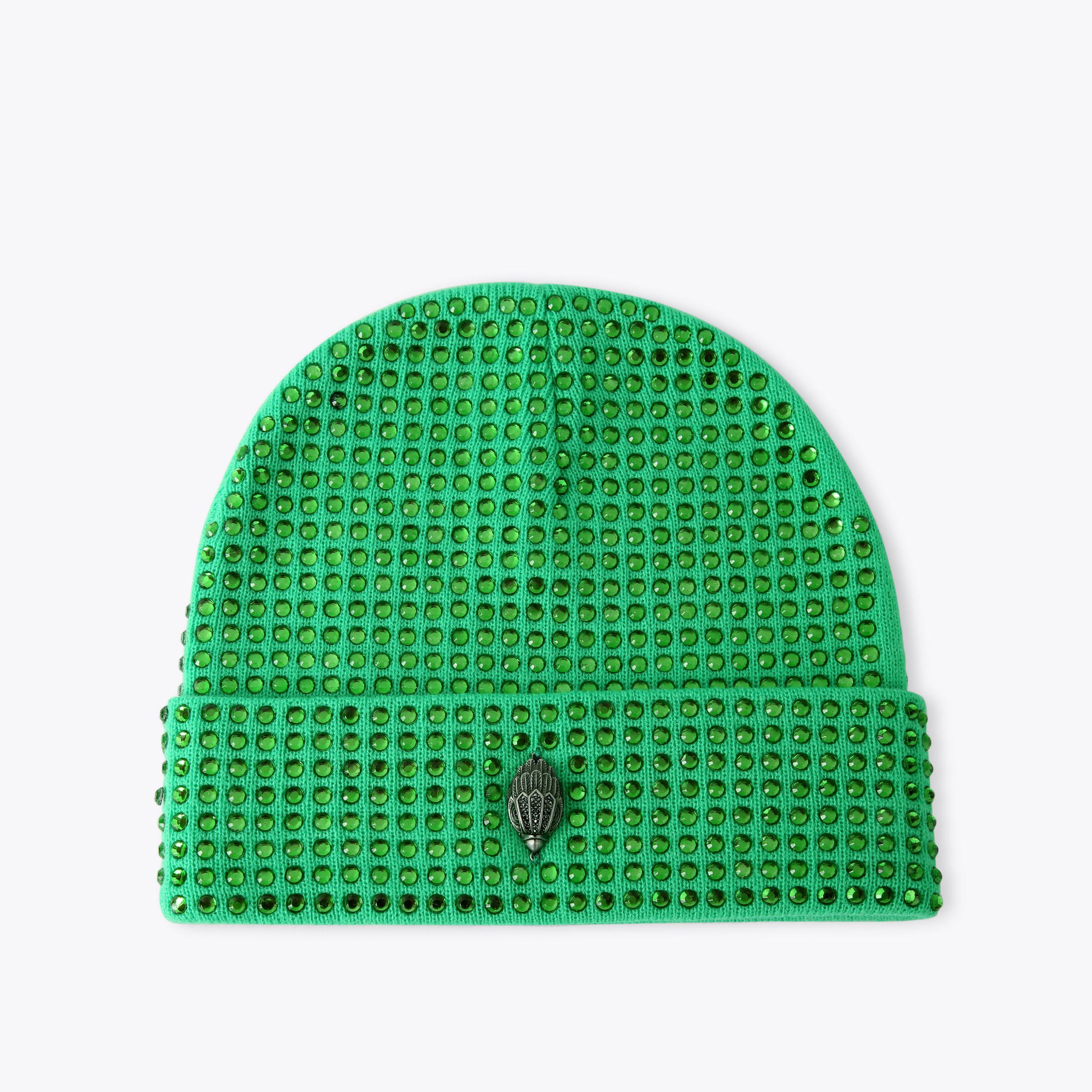 CRYSTAL EAGLE BEANIE Green Crystal Beanie Hat by KURT GEIGER LONDON