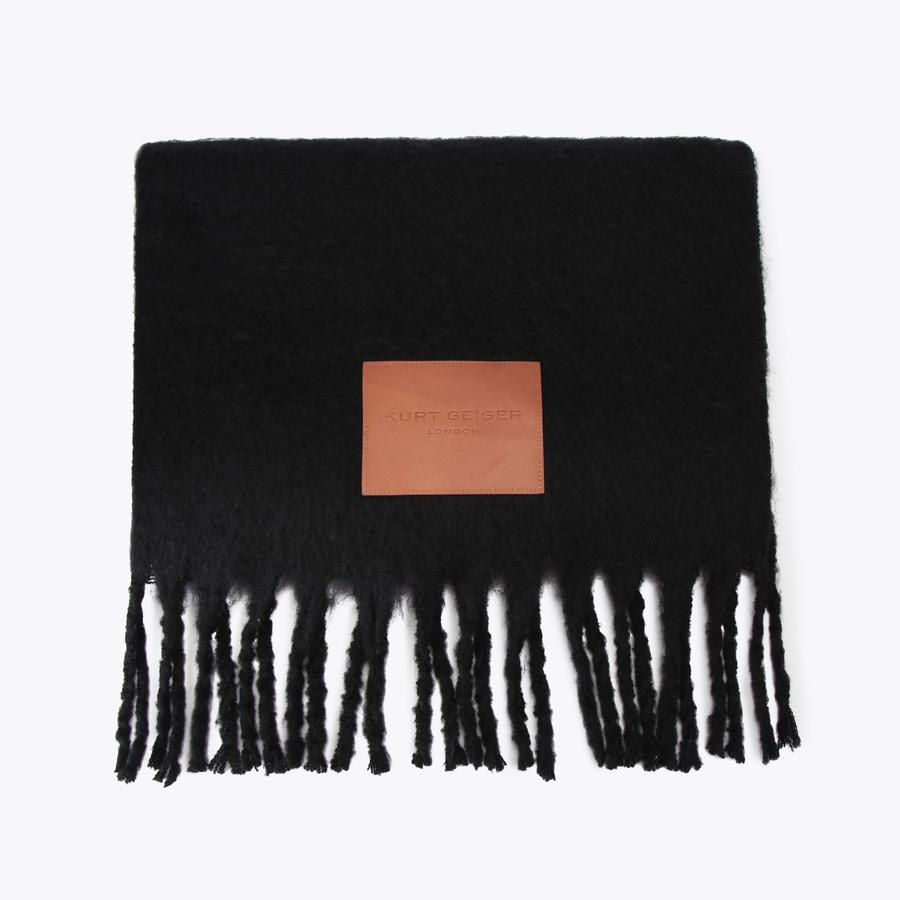 スカーフ   Woman Scarf Black LV04F8052G UB1 YARNDYE SCARF Black Fabric Scarf by KURT GEIGER LONDON