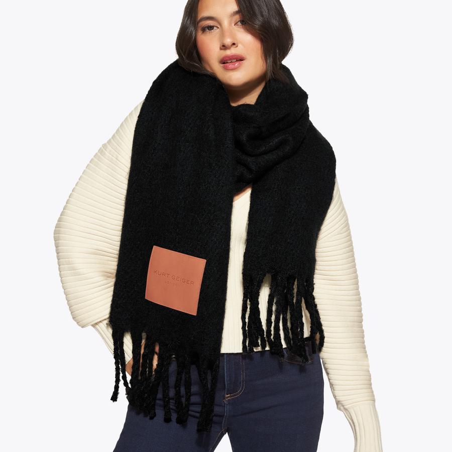 Yarndye Black Fabric Scarf | Kurt Geiger
