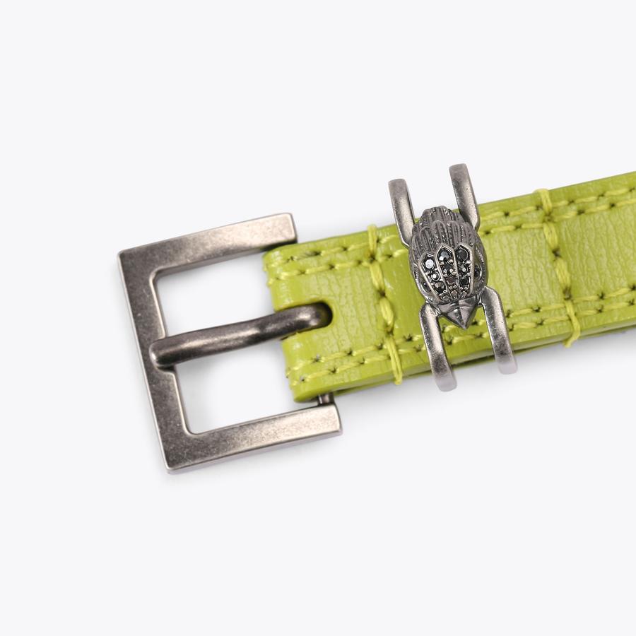 Kurt Geiger Emerald Textured Belt with Gold Decorative Buckle Dark Green Mayfair 30 Dark Green Belt | Women main image 3