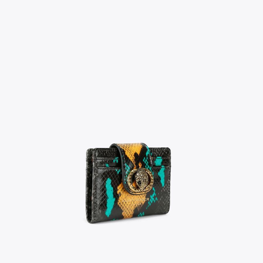 Chelsea Multi Card Holder Black Green Purse | Kurt Geiger