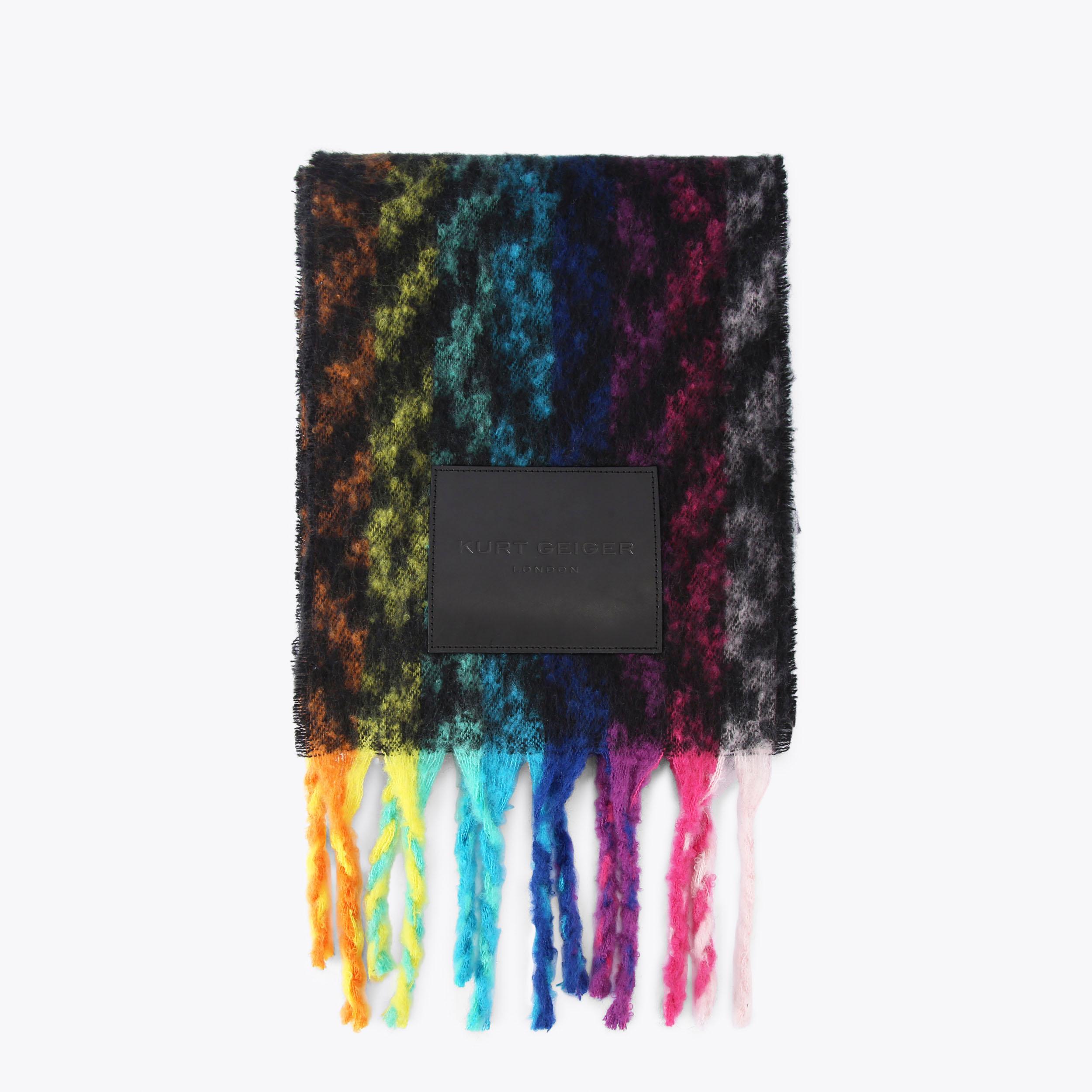 小物 \"Multi Coloured Scarf / BLACK\" Unisex Black Scarf with Monkey and Animal Motif 25x67
