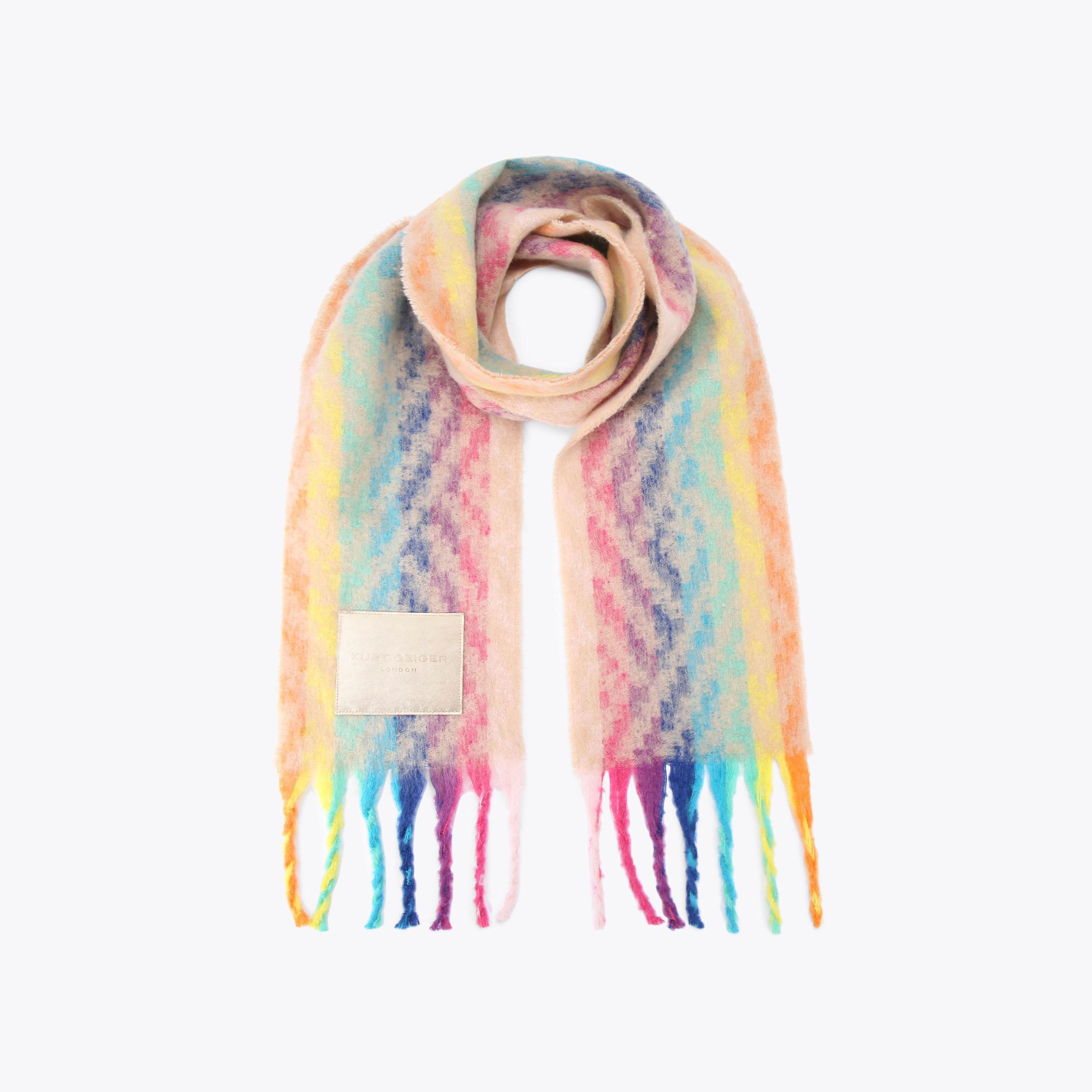 SM YARNDYE SCARF White Rainbow Fabric Scarf by KURT GEIGER LONDON SM YARNDYE SCARF White Rainbow Fabric Scarf by KURT GEIGER LONDON
