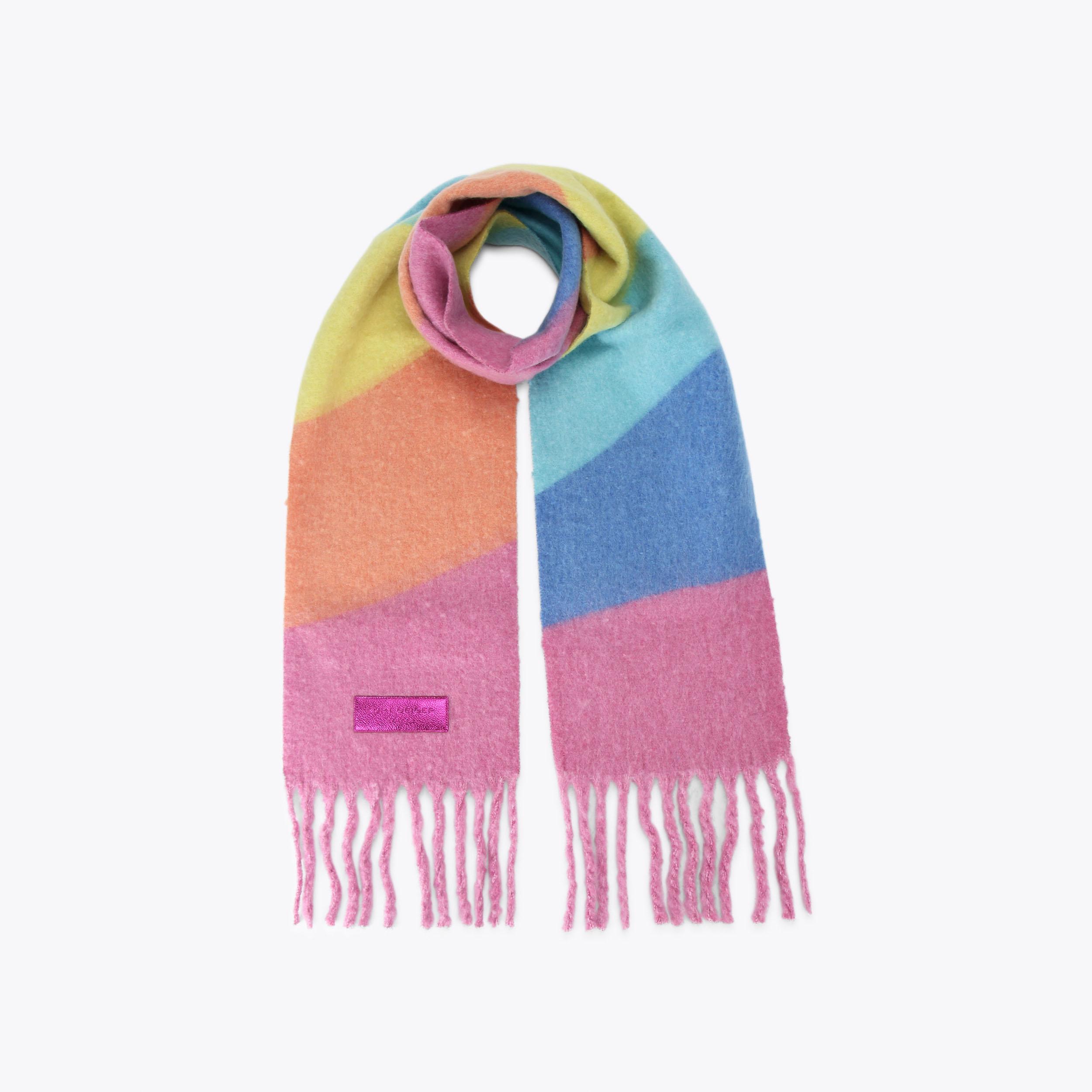 Kurt Geiger Multicolor Patchwork Hat and Scarf Set Patchwork Stripe Long Skinny Knitted Scarf Vintage Graphic  main image 4