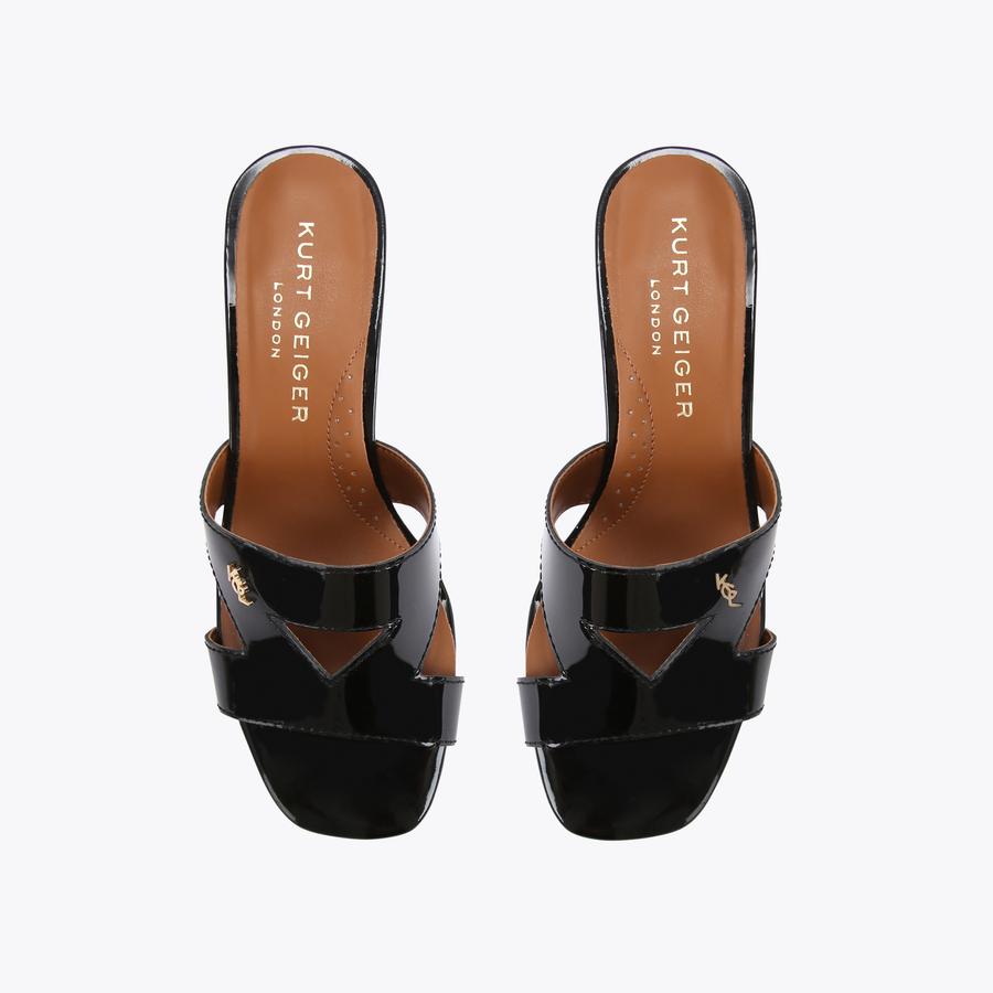 ODINA BLOCK Black Patent Block Heel Mule by KURT GEIGER LONDON ODINA BLOCK Black Patent Block Heel Mule by KURT GEIGER LONDON