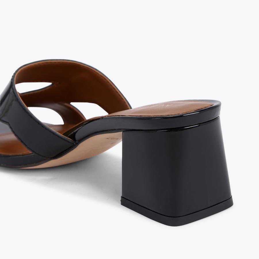 ODINA BLOCK Black Patent Block Heel Mule by KURT GEIGER LONDON
