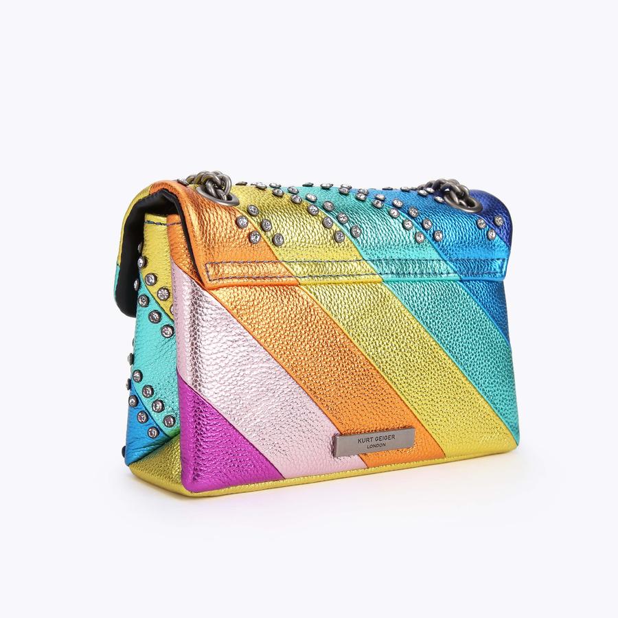 Kurt Geiger Kensington Small Camera Bag NWT Rainbow Stripe store Crystal Studded