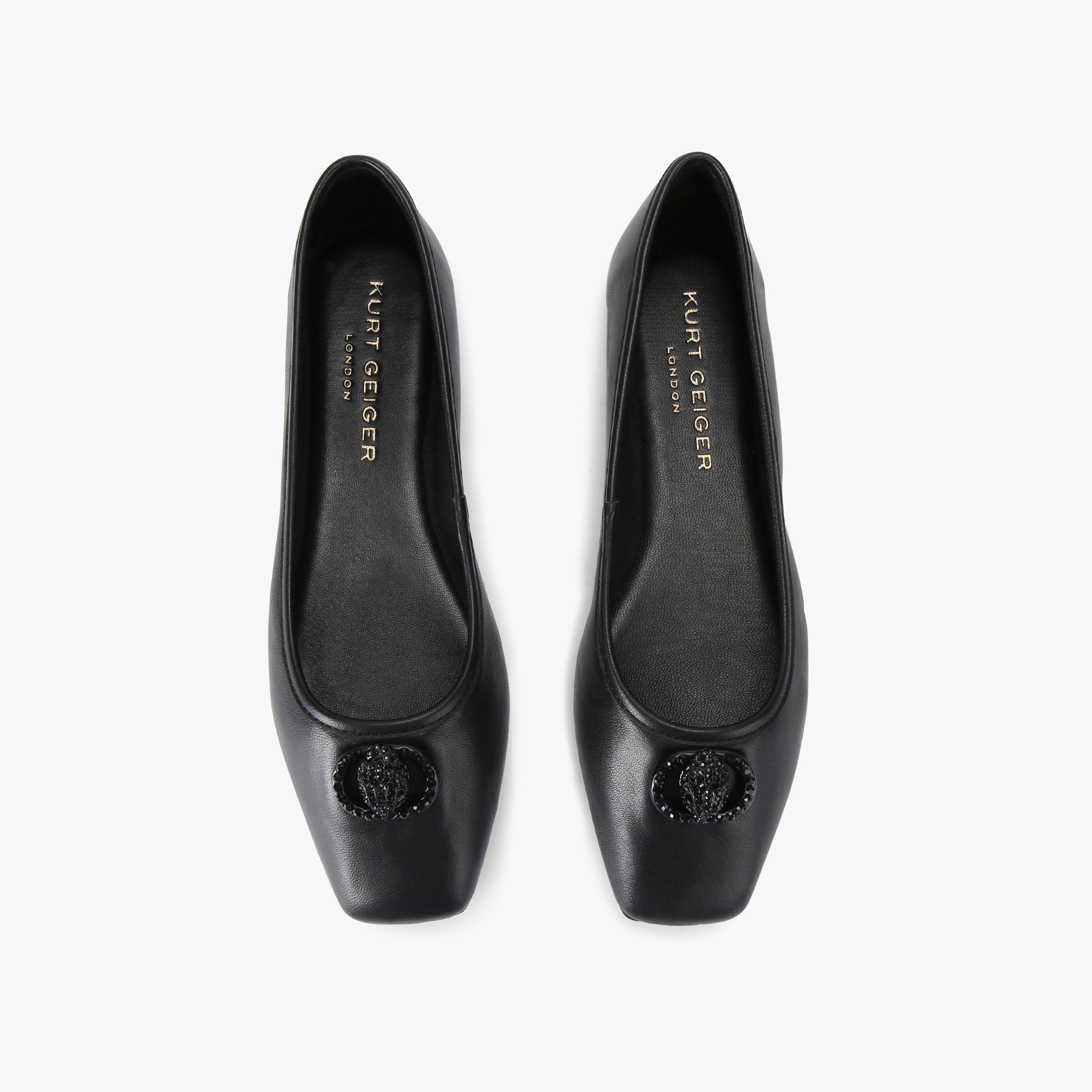 Chelsea Black Square Toe Ballet Flats | Kurt Geiger