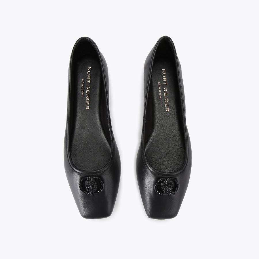 CHELSEA SQUARE TOE BALLET Black Ballet Flat by KURT GEIGER