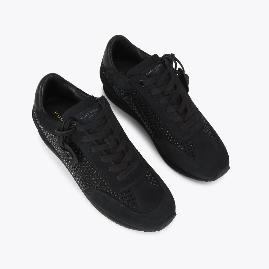 CHELSEA CRYSTAL TAG DR Black Crystal Lace Up Sneaker by KURT