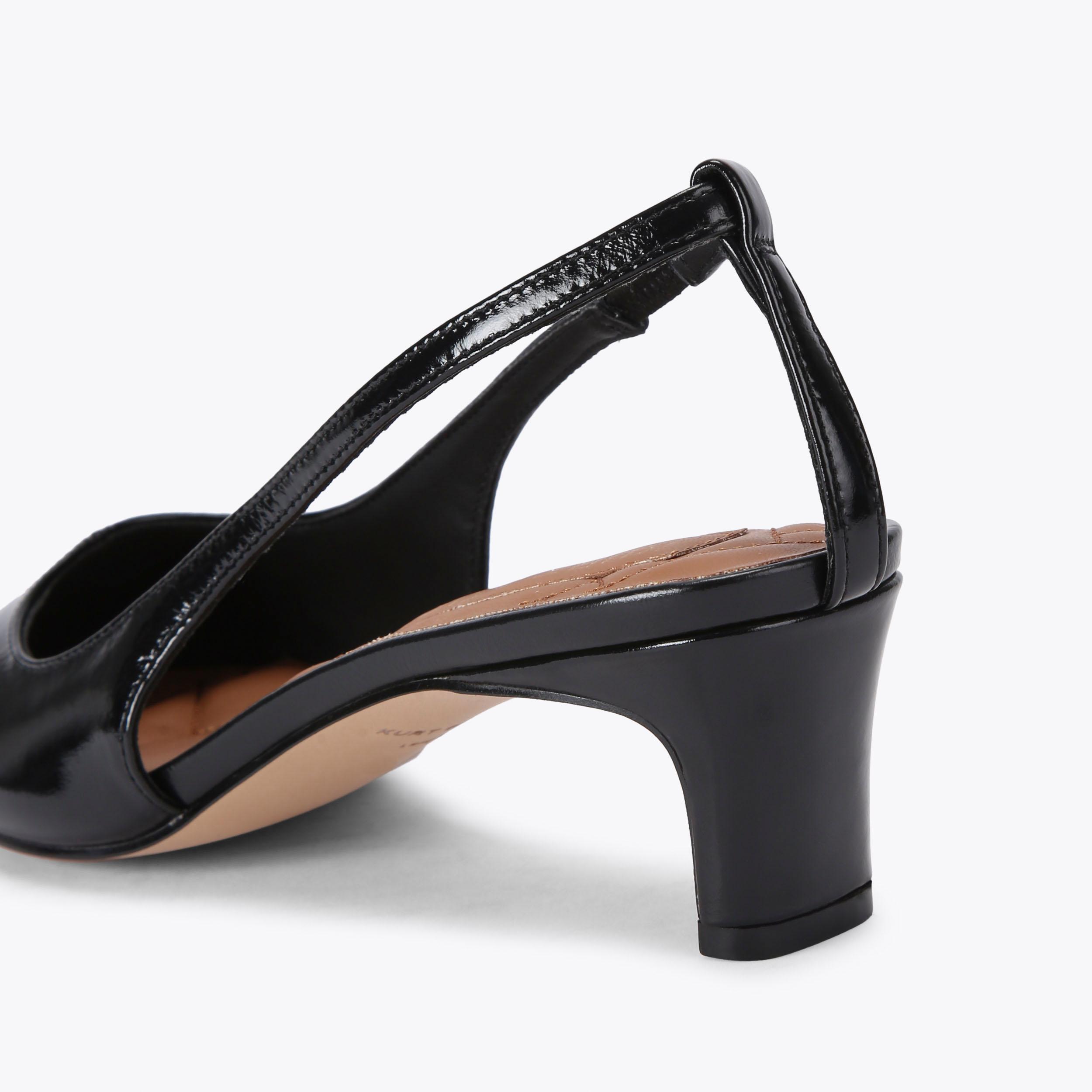 REGENT LOW OPEN COURT Black Patent Slingback Heel by KURT GEIGER