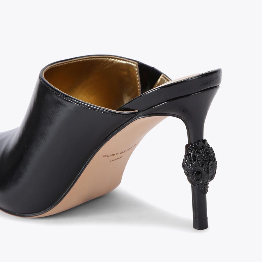 EAGLE HIGH HEEL SQ MULE Black Leather Mule High Heel by KURT EAGLE HIGH HEEL SQ MULE Black Leather Mule High Heel by KURT