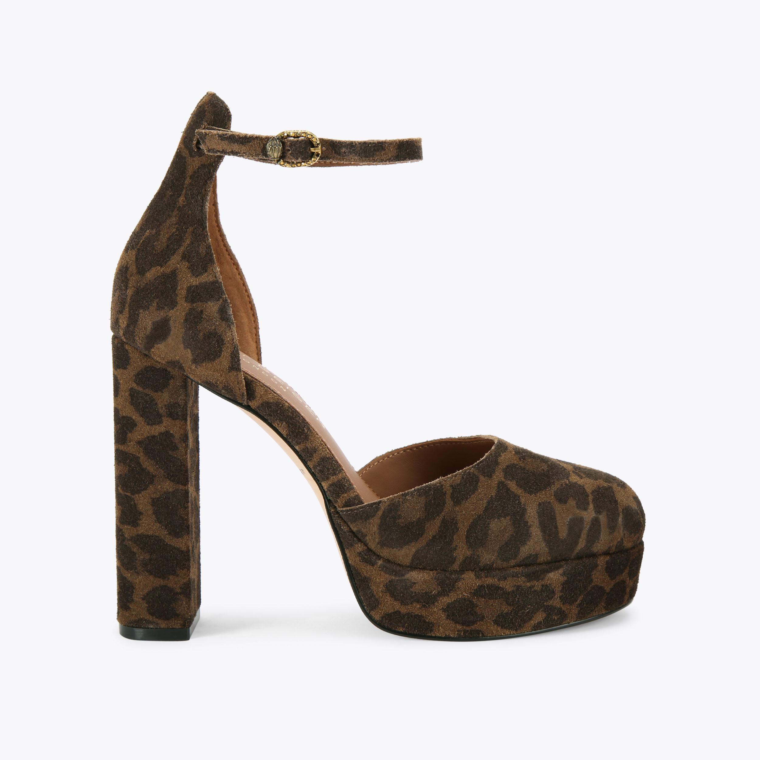 Leopard Print Suede Shoreditch Platform Heel | Kurt Geiger