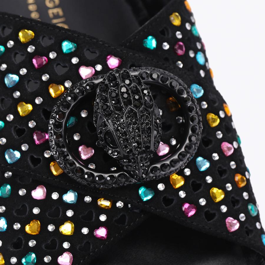 CHELSEA CROSS STRAP Black Suede Slip On Sandal by KURT GEIGER LONDON