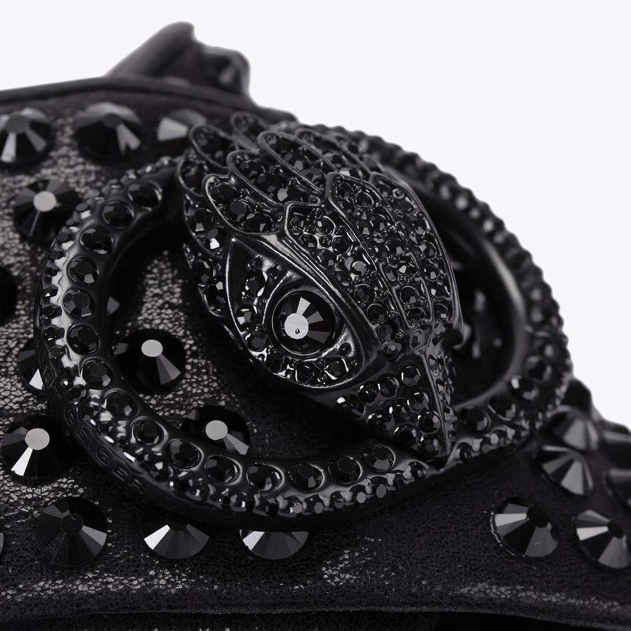CHELSEA CROSS STRAP DR Black Crystal Slip On Chunky Sandals CHELSEA CROSS STRAP DR Black Crystal Slip On Chunky Sandals