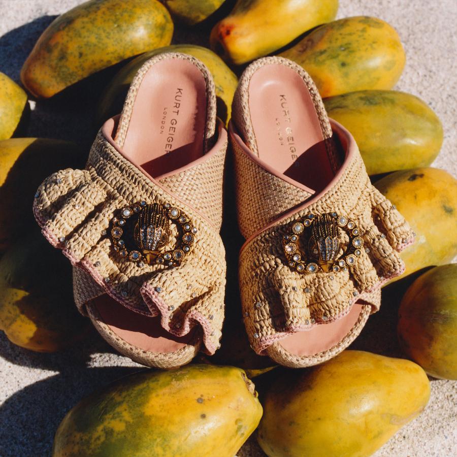 CHELSEA CROSS STRAP Raffia Fabric Slip On Sandal by Kurt Geiger London