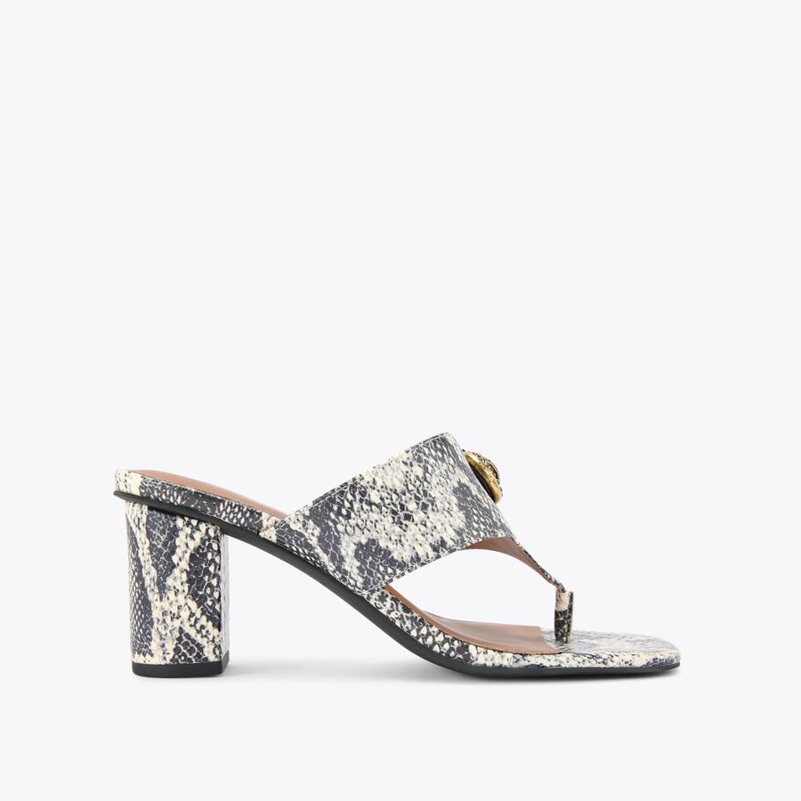 CHELSEA T-BAR BLOCK Snake Print T-Bar Heeled Sandal by KURT