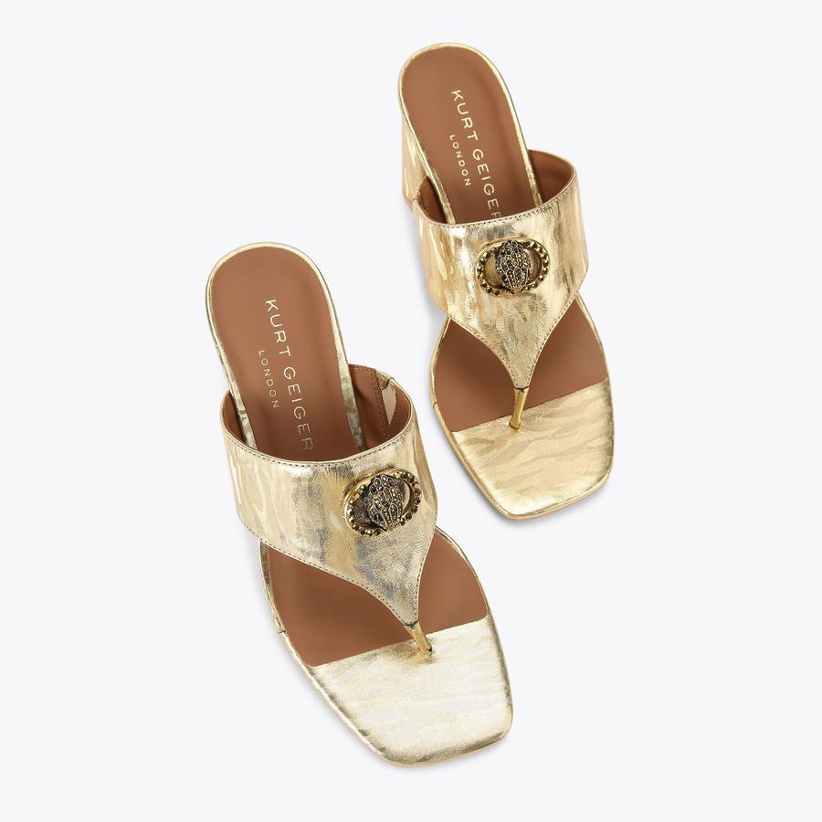 CHELSEA T-BAR BLOCK Gold Stripe Block Flip Flop Heel by KURT CHELSEA T-BAR BLOCK Gold Stripe Block Flip Flop Heel by KURT